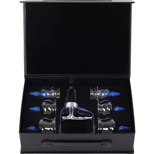 Genuine household 8 pcs glass cupping set acupuncture massage vacuum cupping tank silicone gas valve