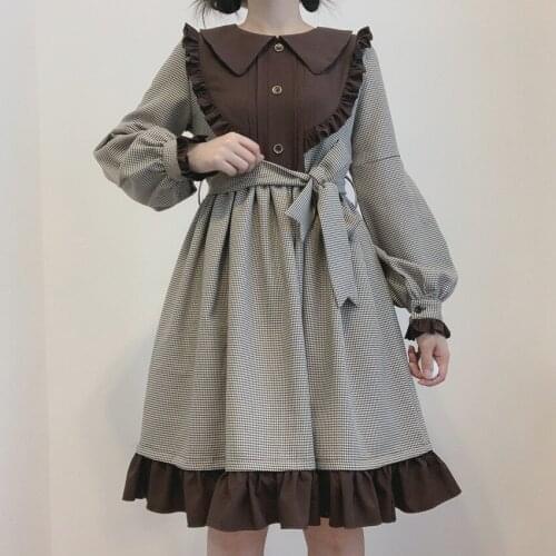 Autumn Winter 2021 New Sweet Anime Girl Lolita Op Dress Female Grey Tea Party Victorian Cosplay Gothic Fashion Jk Loli Cute Goth