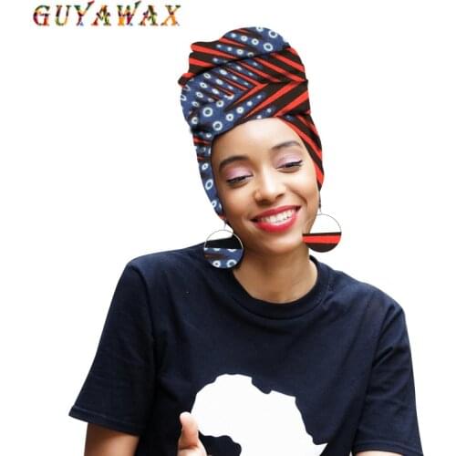 2021 Fashion African Head Scarf And Earrings 2 Pieces Women African Clothing Bazin Rich Headwear Wax Ankara Hairband Head Turban