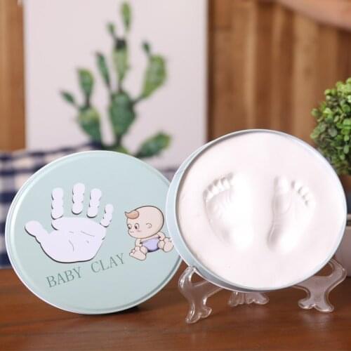 Newborn Baby Hand&Foot Print Hands Feet Baby Photo Frame DIY Handprint With Cover Fingerprint Mud Set Baby Growth Memorial Gift