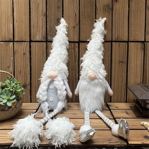 Christmas Long Legs Nordic Old Man Santa Gnome Plush Doll White Gnomes Tomte Ornaments Christmas Elf Decoration
