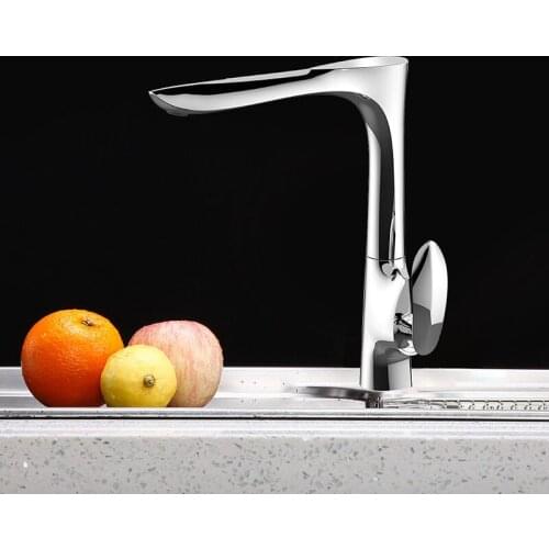 Kitchen Faucets Single Handle Kitchen Tap Single Hole Swivel 360 Degree Water Mixer Tap Black/Chrome/Gold/Rose Gold/White
