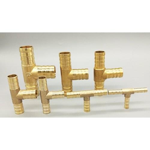 T way T-Shape Brass Barb Pipe Hose Fitting 3 way connector For 4mm 5mm 6mm 8mm 10mm 19mm hose copper Pagoda Water Tube Fittings