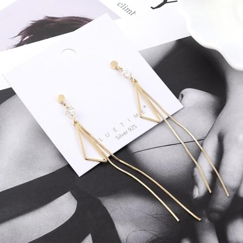 TONGKWOK Bohemia Exaggeration Dangle Earrings For Women Silk Thread Tassel Metal Long Chandelier Earrings #138860