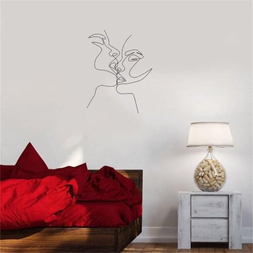 Ins Nordic Figures Line Beauty Couple Kissing Wall Decal Decor For Livingroom Bedroom Lover Vinyl Revocable Mural ph729