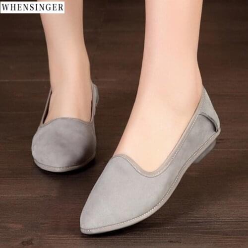 Whensinger - Women Flat Shoes loafers Genuine Leather Casual Egg roll shoes Comfortable Soft bottom Flats Shoe