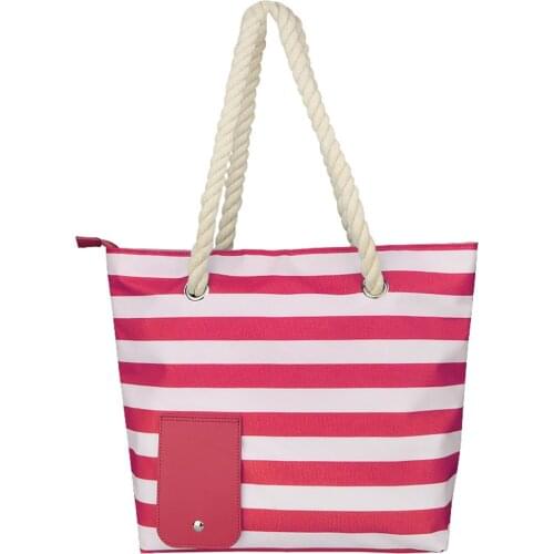 Female Summer Beach Bag Large Striped Wine Tote Bag with Hidden Insulated Compartment Shoulder Bag for Seaside Trip