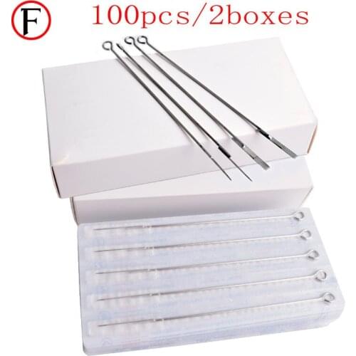 100pcs Flat Tattoo Needles Disposable 304 Medical Stainless Steel Needles For Tattoo Machine