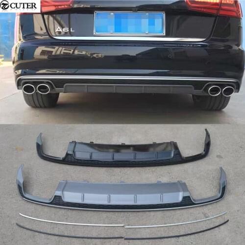 A6 S LINE PP rear diffuser rear lip exhaust pipes for Audi A6 S6 Car body kit 16-17