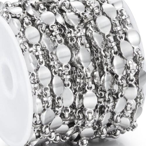 Stainless Steel Cuba Chain Bean Shape Chains Fit Jewelry Making DIY Anklet Bracelet Necklace Handmade Accessories 1M Width 5mm