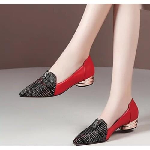 Cresfimix Zapatos Dama Women Cool High Quality Red Slip on Low Heel Party Pumps Ladies Fashion Sweet Black Office Shoes A6684c