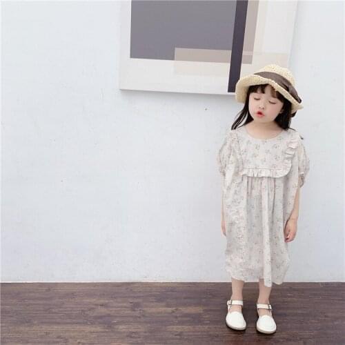 Toddler Kids Girls Summer Clothes Floral Puff Sleeve Dress for Children Girls Baby Clothing 1 3 5 Year Birthday Ruffles Dresses