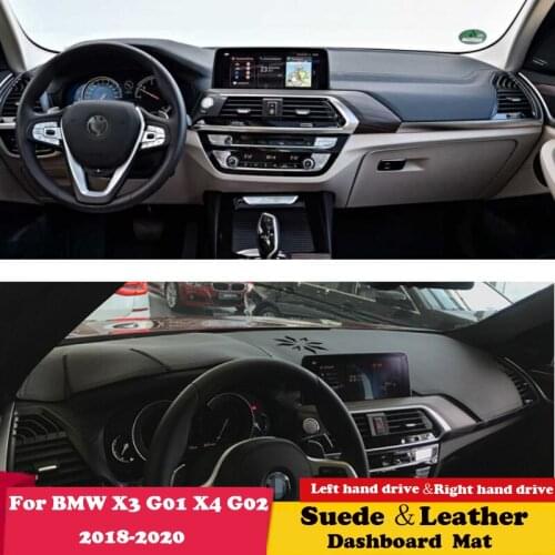 For BMW X3 G01 X4 2018 2019 2020 Leather Dashmat Dashboard Cover Sunshade Protect Carpet Dash Mat Accessories Car Cushion Suede