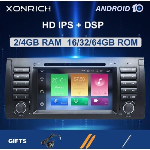 DSP 8 Core 4G 64G 1DIN Android 10 Car DVD Radio For BMW 5 Series E39 1996 to 2001 X5 E53 2000 to 2001 Carplay IPS Screen