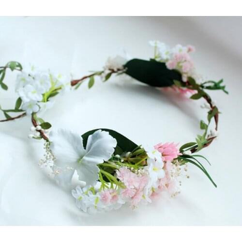 Elegant Bride Wedding Hair Crown Flower Wreath Women Girls Hairband Garlands Accessories Ladies Flower Headpiece