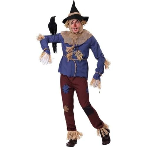 Halloween Carnival Party Unisex Scarecrow Cosplay Costume Purim Fantasia Performance Circus Clown Horror Ghosts Fancy Dress
