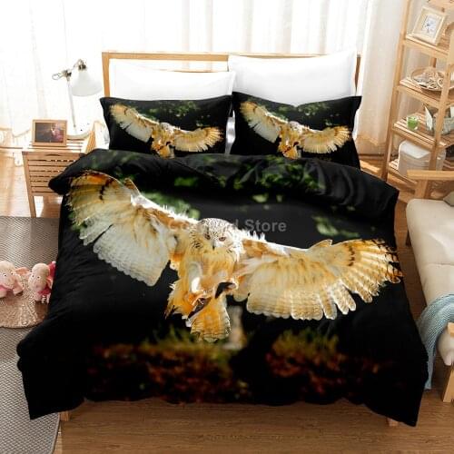 Cool White Owl Bedding Set Animal 3d Duvet Cover Sets Luxury Comforter Bed Linen Textile Twin Queen King Single Size Home Decor