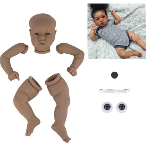 22Inches Saskia DIY Blank Parts Kit 56cm Reborn Baby Doll Black Skin American Baby Lifelike Vinyl Unpainted Unfinished Toys Gift