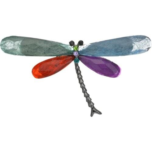 Fashion Resin Dragonfly Brooches For Women 2019 Vintage Crystal Insect Brooch Pins For Men Animal Jewelry Dropshipping