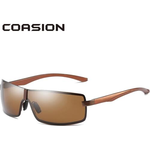 COASION 2020 Luxury Brand Design 100% Polarized Men Sunglasses Rectangle Metal Frame Sun Glasses Night Vision Glasses CA1480