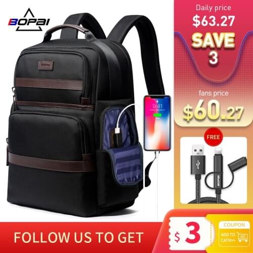 BOPAI Oxford Travel Laptop Men Backpack Casual Business Fashion Male Office Work Back Pack Bags Big School Backpack for Male