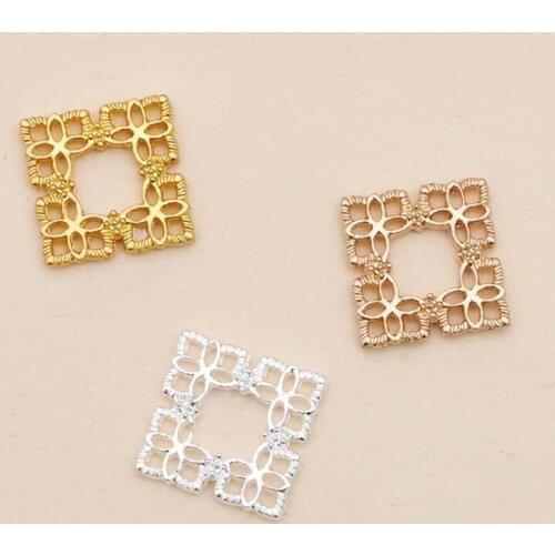SIXTY TOWFISH 20 Pieces DIY Jewelry Accessories Alloy 15*15 mm Square Hollow Block Headdress Hair Handmade Materials