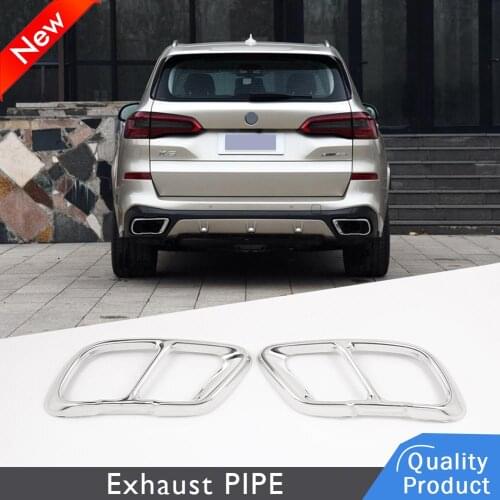 2pcs Chrome Stainless Steel Car Exhaust Pipe Cover Trim for BMW X5 G05 X7 G07 2019 Year Model Accessories