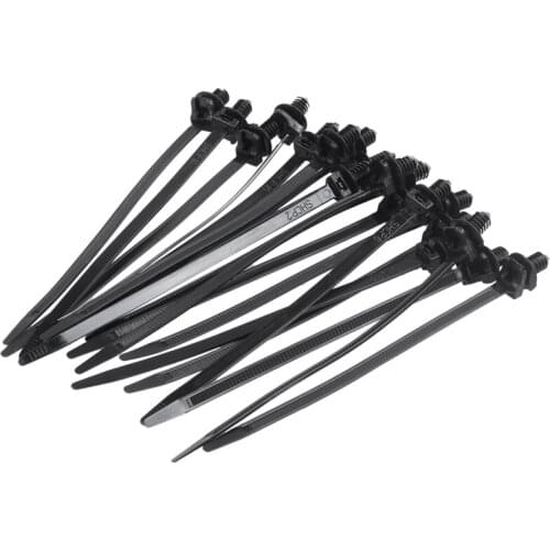 Nylon Push Mount Car Dome Cable Zip Tie, 162mm Length, 20 Pcs, Black
