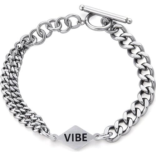 2021 New Trendy Brand Hip Hop Titanium Steel Bracelet Original Silver Simple And Popular High-End Jewelry Bracelet Adjustable