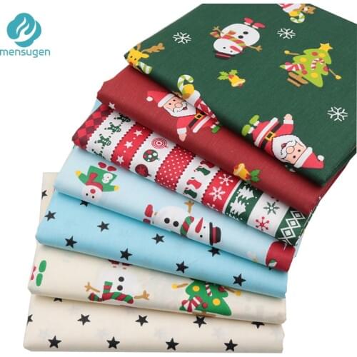 Mensugen 50cm*160cm New Year Christmas Fabric to Patchwork Sewing Pillows Cushions Cloth Home Decoration Material Telas