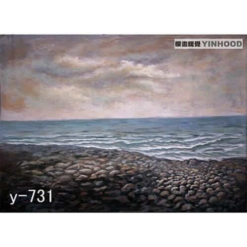 Pro 3m x 6m Hand Painted Muslin Photographers Backdrops, Sea and Beach Studio Background, Free by DHL/UPS/EMS/FEDEX