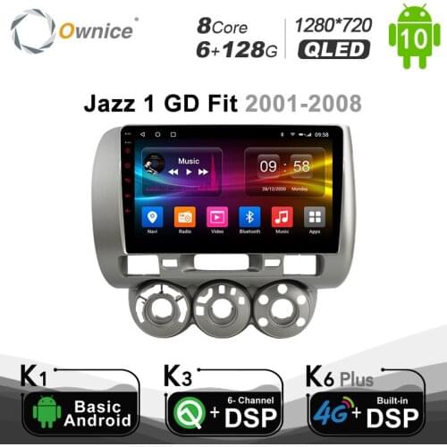 QLED IPS Android 10.0 Car DVD Player GPS For honda Fit jazz 2004 2005 2006 2007 Radio Stereo Navi 6G+128G Optical 1280*720