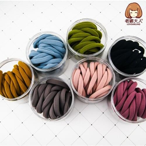 Korean Style High Elastic Daily Towel Hair Band Strong Pull Continuously Seamless Ring Hair Band Canned Hair Rope 20PCs