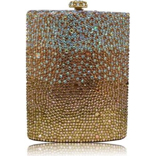 Luxury Vertical Diamond Hip Flask Clutch Wedding Banquet Evening Bag Ladies Coin Purse