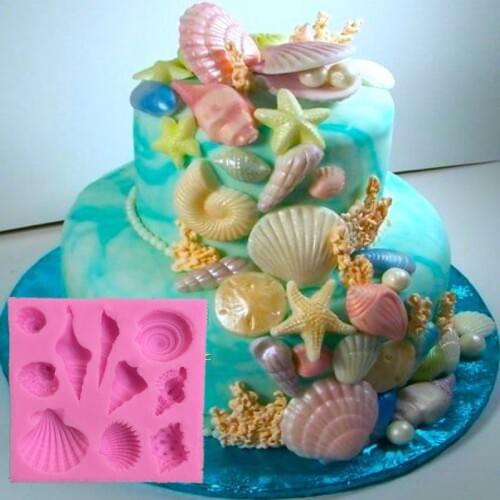 DIY Shell Starfish Conch Sea Silicone Cake Mold Candy Chocolate Fondant Cookies Baking Tools Birthday Party Bakeware Accessories