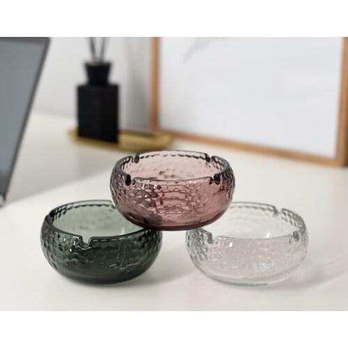 Modern Simplicity Glass Ashtray Circular Hammer Stripe Ash Tray Fashion Personality Gifts For Men Home Decoration Accessories