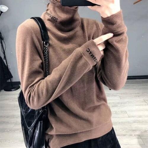 Double-sided Cashmere Sweater Woman 2020 Autumn and winter new high-necked thermal jacket woman slim hair and cashmere t-shirt