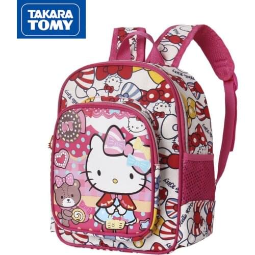 TAKARA TOMY Comfortable Cartoon Hello Kitty Kindergarten Rucksack Simple Comfortable Waterproof Wearable Childrens School Bag