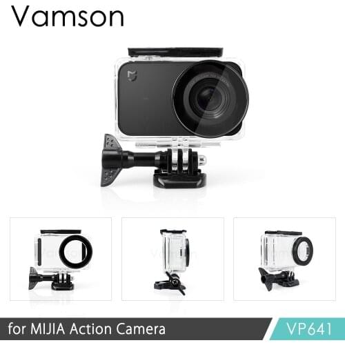Vamson for Xiaomi mijia 4k Diving Waterproof Case Protect Shell Camera Case 4K Action Camera Housing Kit Safety Rope VP641