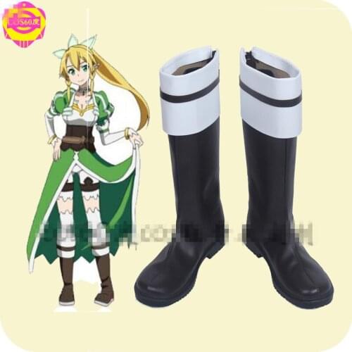 Japanese Anime Sword Art Online Kirigaya Suguha Cosplay Shoes Hot Sale Black Custom Made Boots