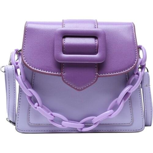 Women 2021 Summer Chain Shoulder Bags Travel Handbags Belt Design Contrast Color Pu Leather Mini Crossbody Bags