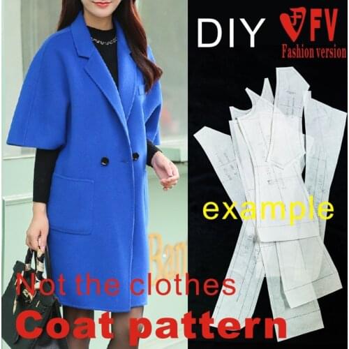 Ladies' double-row bat-sleeve double-sided woolen fleece coat windbreaker pattern garment cutting structure drawing BFY-148