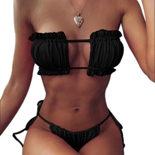 5 Colors Female Push-up Padded Swimsuit Women Strapless Beachwear Wrap Chest Bathing Suit Sexy Bikini Set Brazilian Biquini