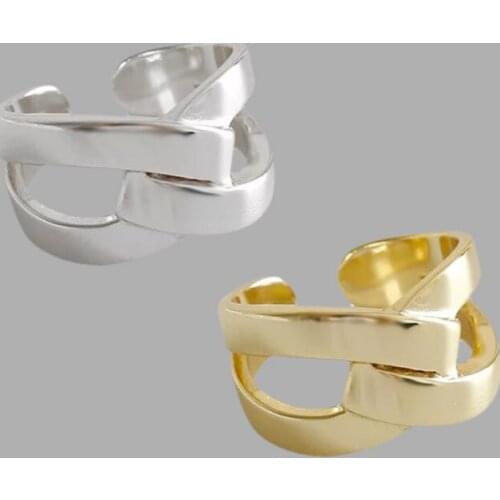 Chic Golden Color Plating Chunky Midi Ring Geometric Cross Large Antique Rings Anillos Jewelry for Girlfriend Women Bridal Gifts
