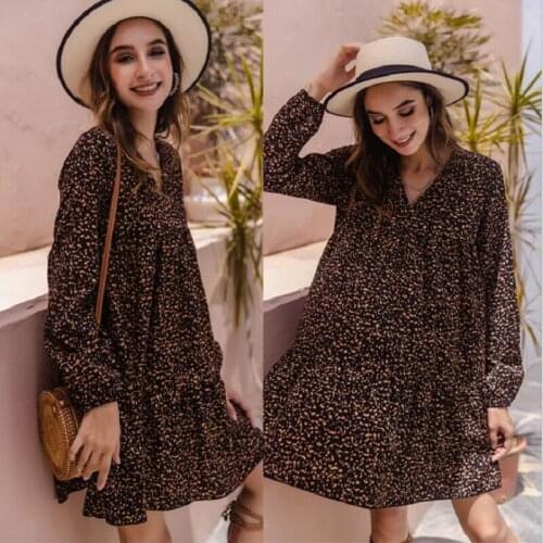 2021 New Womens Retro Polka Dot Print Mini Dress Soft Beauty Ruffled Short V-neck Casual Loose Women Dress Women