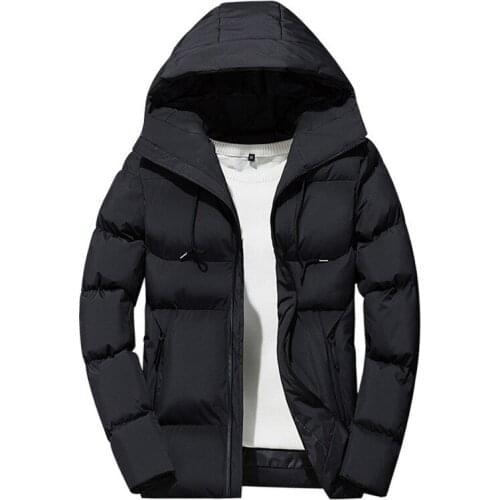 Winter Men Parkas Jacket Male Fashion Brand Solid Color Thicken Warm Hooded Coat Mans Casual Parkas