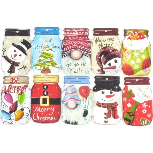 2pcs 60mm Santa Claus Snowman Wooden Pendants for Christmas Tree Decoration Scrapbooking Crafts Xmas Home Decor 2021 New CP2699