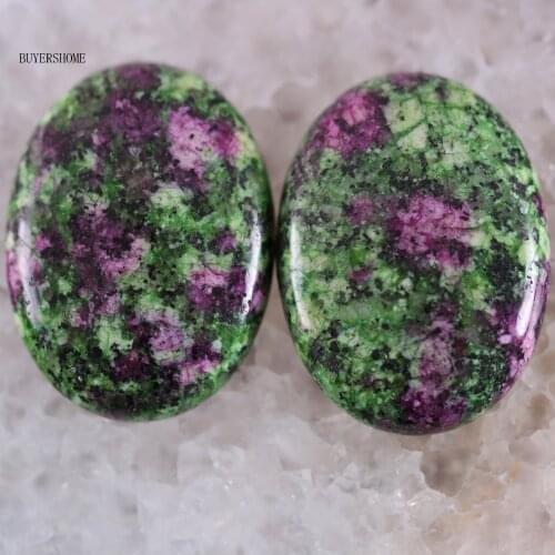 2Pcs/lot 22x30MM Oval Natural Stone Bead Green Red Zoisite CAB Cabochon For Jewelry Making DIY Bracelet Necklace K501