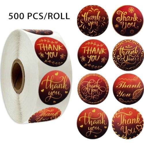 50pcs RED Thank You Stickers for Business Scrapbooking Wedding Party Favors 8 Designs Envelope Seals School Stationery Stickers
