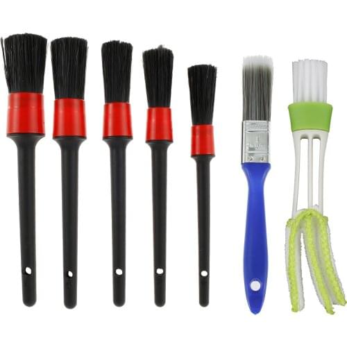 7pcs Auto Detailing Brushes Set Car Seat Engine Cleaning Kit Motorcycle Interior Exterior Leather Air Vents Dashboard Care Brush